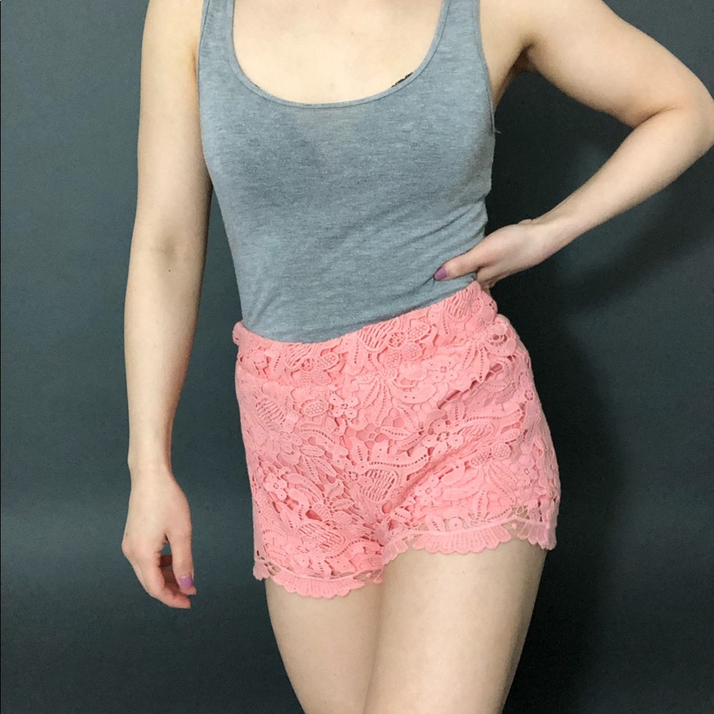 Lace coral shorts